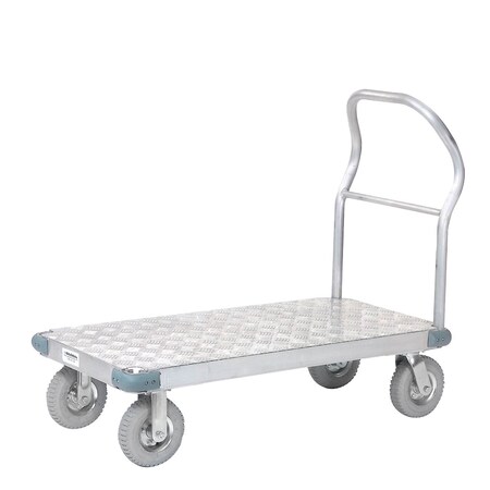 Global Industrial Platform Truck - Aluminum Diamond Deck, 60 x 30, 1200 Lb. Capacity, 8 Pneumatic Casters 232631